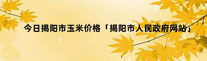 今日揭阳市玉米价格「揭阳市人民政府网站」