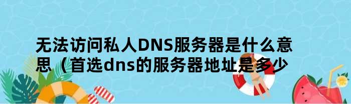 无法访问私人DNS服务器是什么意思（首选dns的服务器地址是多少）