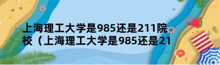 上海理工大学是985还是211院校（上海理工大学是985还是211院校）